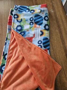 Orange & Multi-Colored Truck Print Fleece Blanket